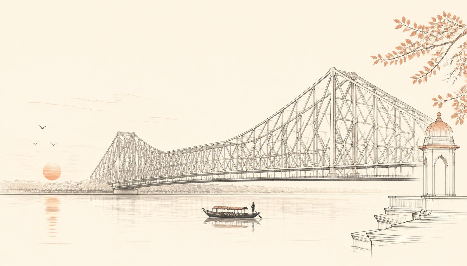 Illustration of Howrah Bridge, Kolkata